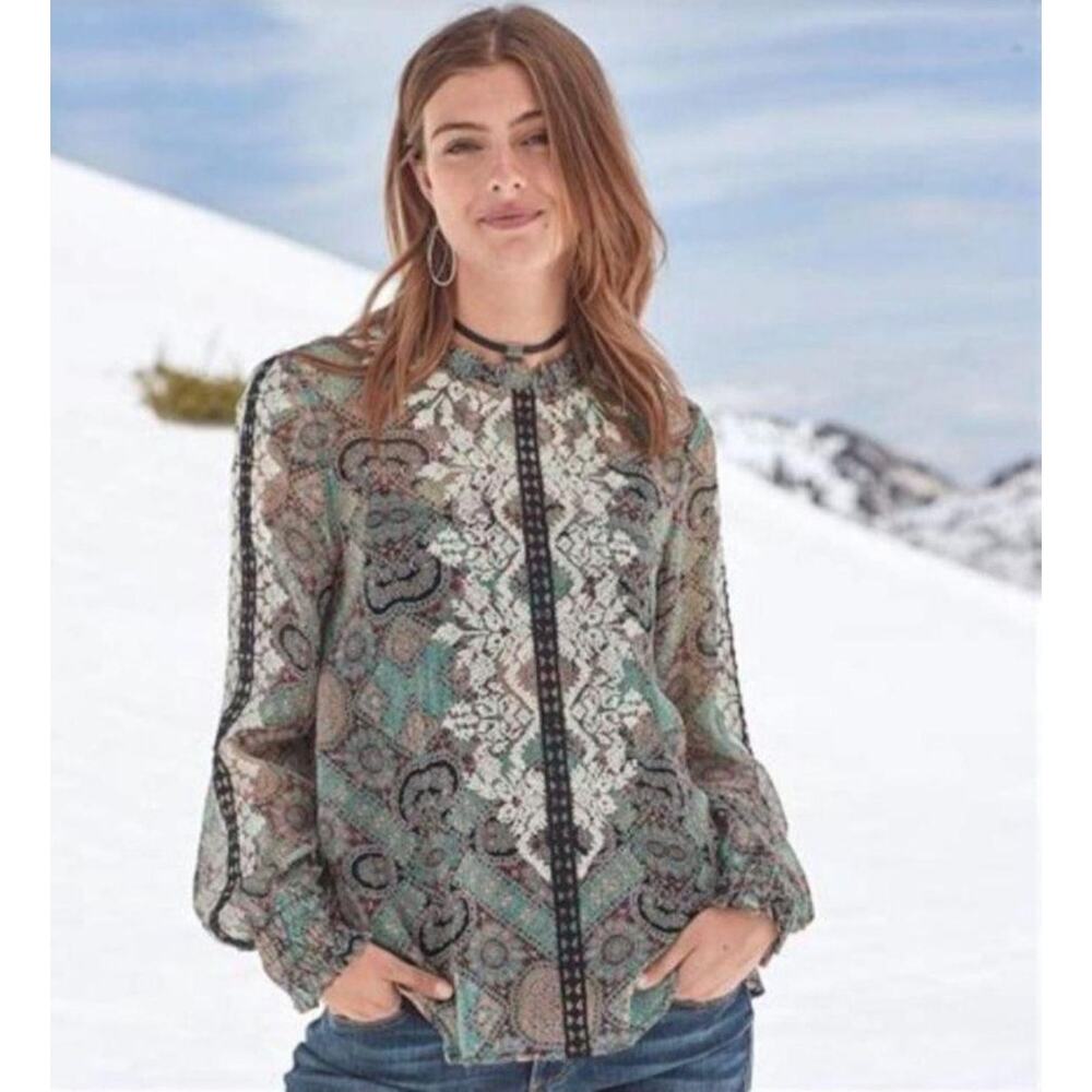 Sundance Victorian Charms Sheer Embroidered‎ Blouse - Picture 6 of 6